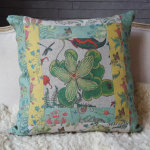 Grass of Parnassus patchwork cushion