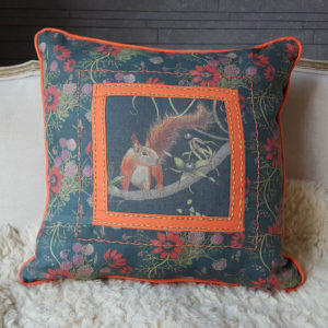 Patchwork cushion Kate Coleman red squirrel