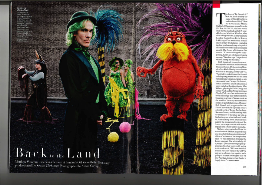 The Lorax and Onceler in Vogue magazine