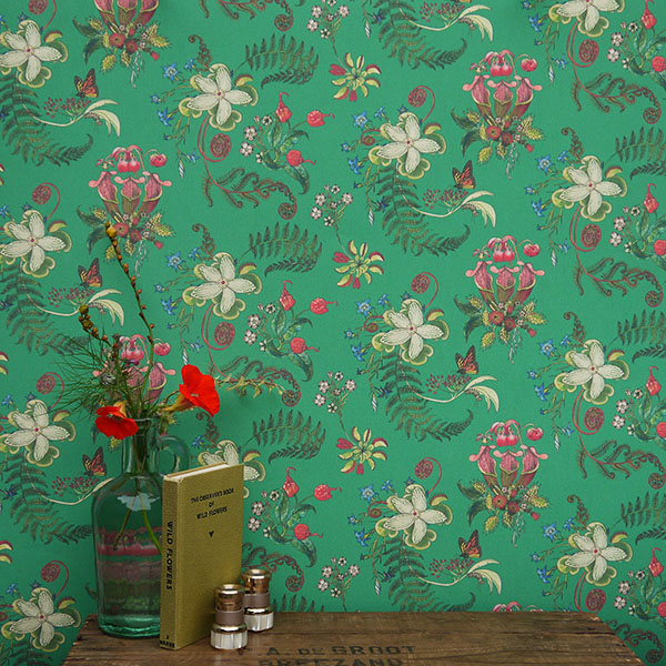 Carolina Posies in Jade with 70cm x 10m Carolina Posies Jade