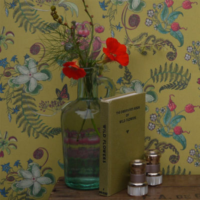 Carolina Posies Wallpaper in Cornbread Stock