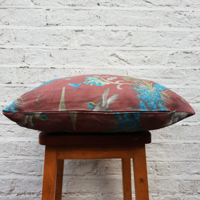 Hummingbirds Cushion in Oxblood