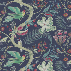 Linen Carolina Parakeets Prune 25B