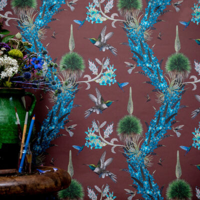 Madidi Hummingbirds Wallpaper Stock – Oxblood, Uncoated