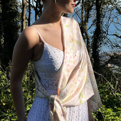 Sakura Triangular Silk Wrap – Rose Quartz